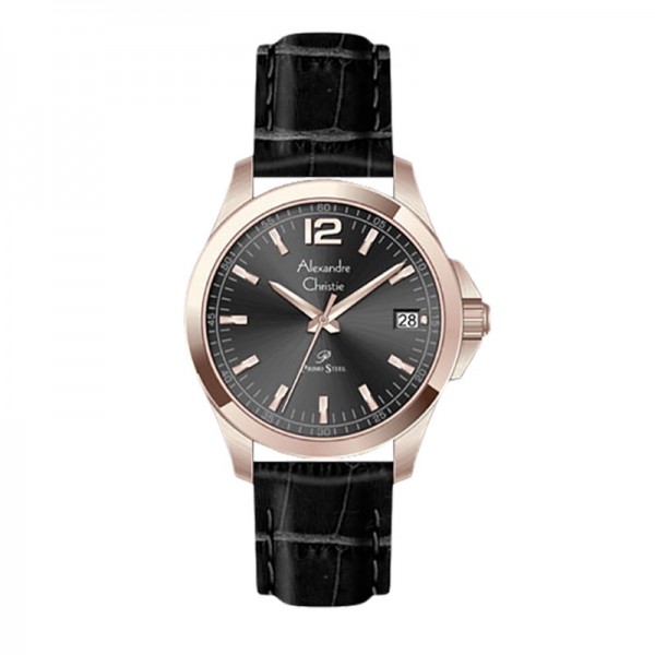 Alexandre Christie AC 1031 Rosegold Black Man Leather MDLRGBA